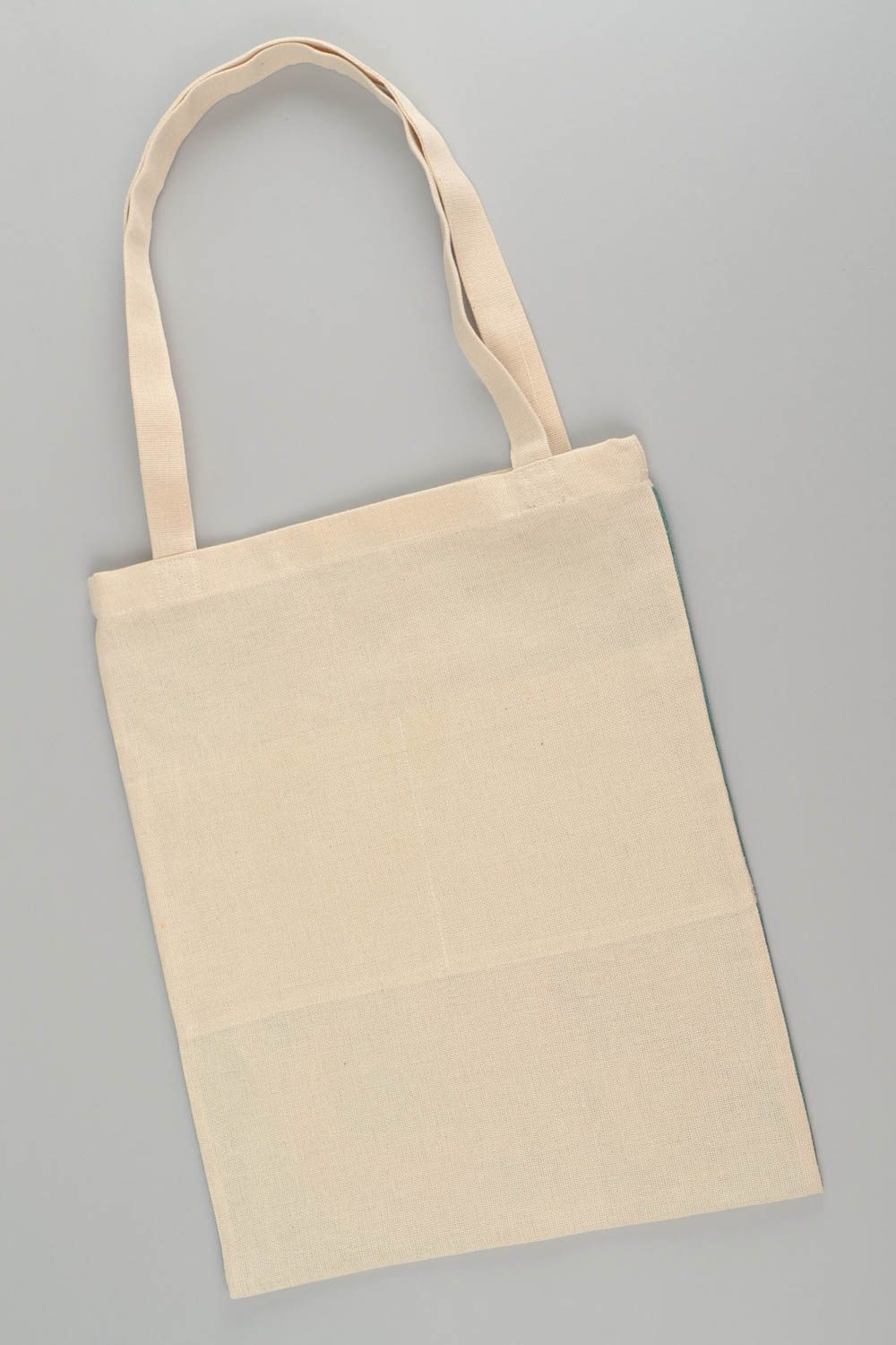Handgemachte Tasche aus Stoff mit langen Griffen und Print bunt stilvoll schön foto 5