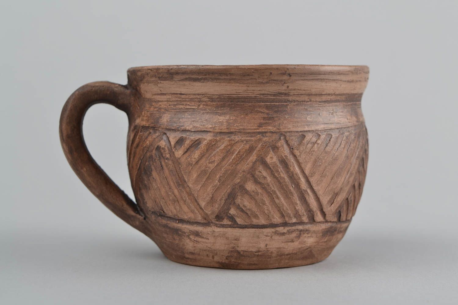 Tasse en argile faite main design brune originale à thé vaisselle 40 cl photo 4