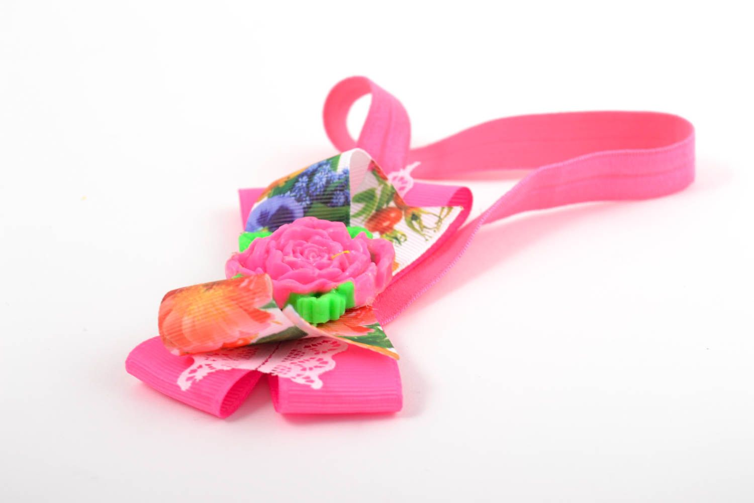 Handgemachter Schmuck Haarband mit Blume Haarschmuck bunt Frauen Accessoire rosa foto 2