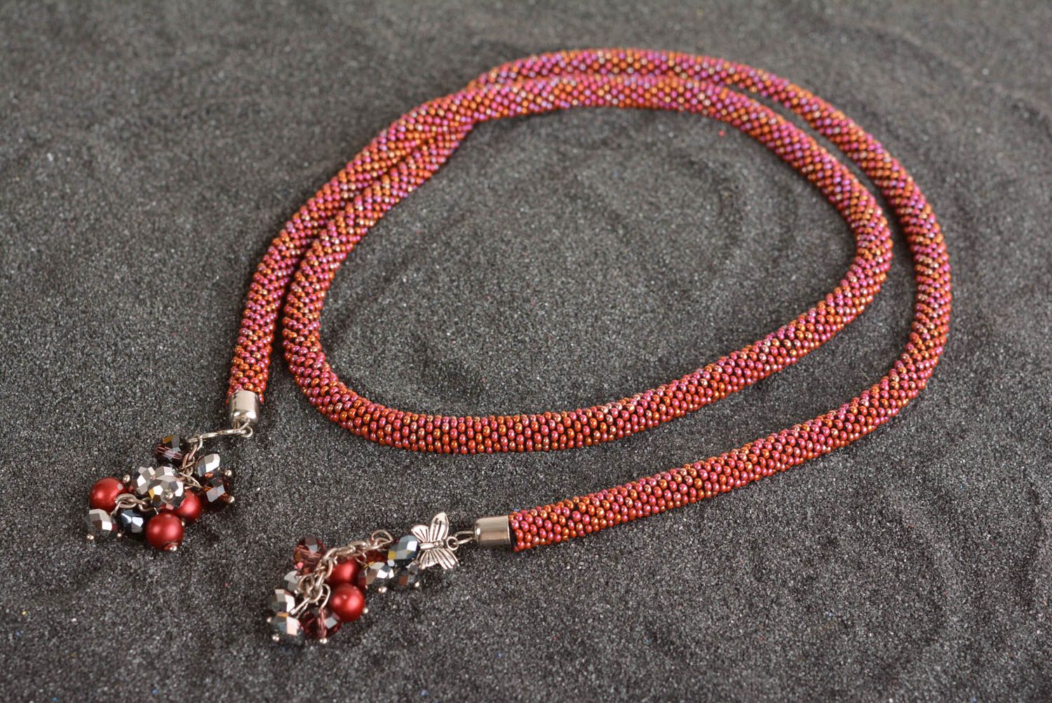 Handmade beaded necklace stylish lariat accessory unusual lariat present photo 5