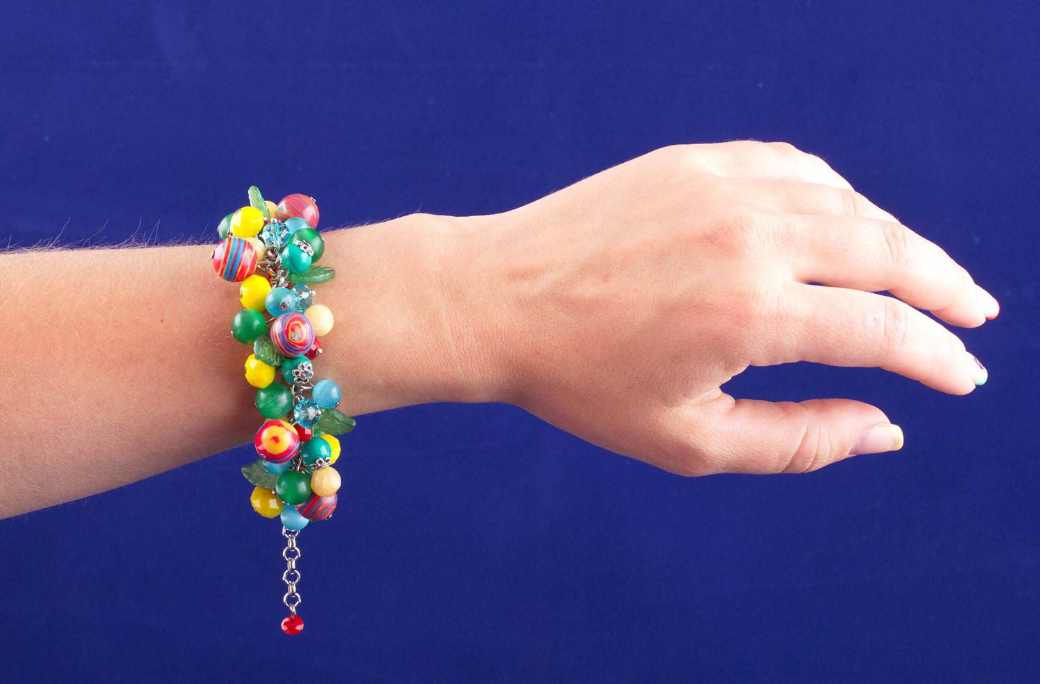Браслет ручной работы женское украшение браслет из агата разноцветный яркий фото 1