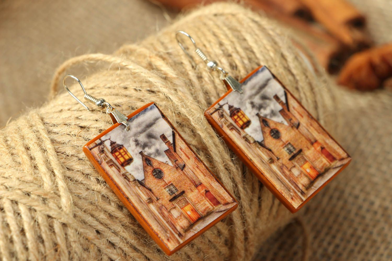 Polymer clay earrings House photo 3