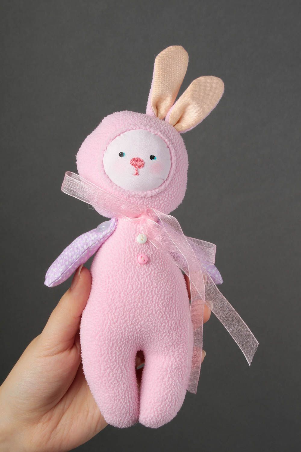 Handmade Plüsch Hase in Rosa Stoff Tier Geschenk für Kinder Kuscheltier Hase foto 1