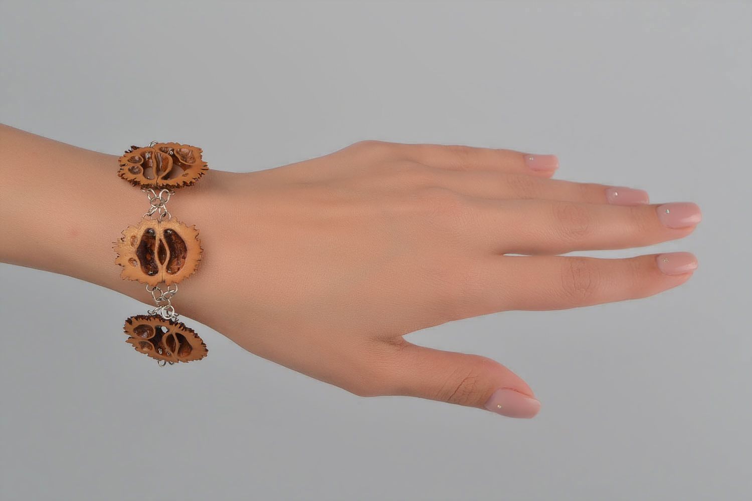 Beautiful handmade walnut bracelet botanical jewelry fashion accessories photo 2