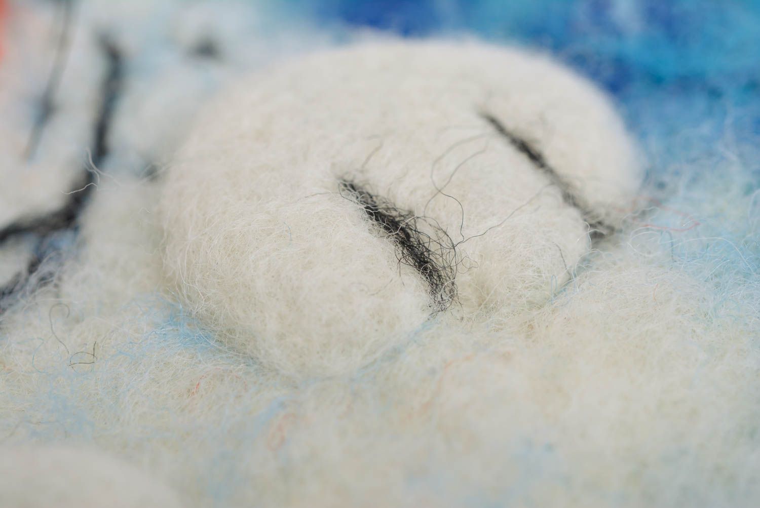 Aimant frigo en laine feutrée Chat fait main pratique original bleu décoration photo 4