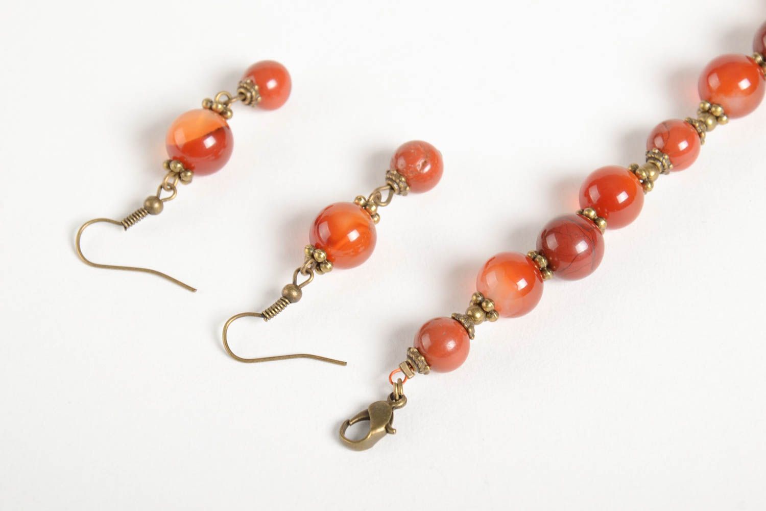 Handmade unusual jewelry set designer stylish bracelet elegant female earrings photo 5