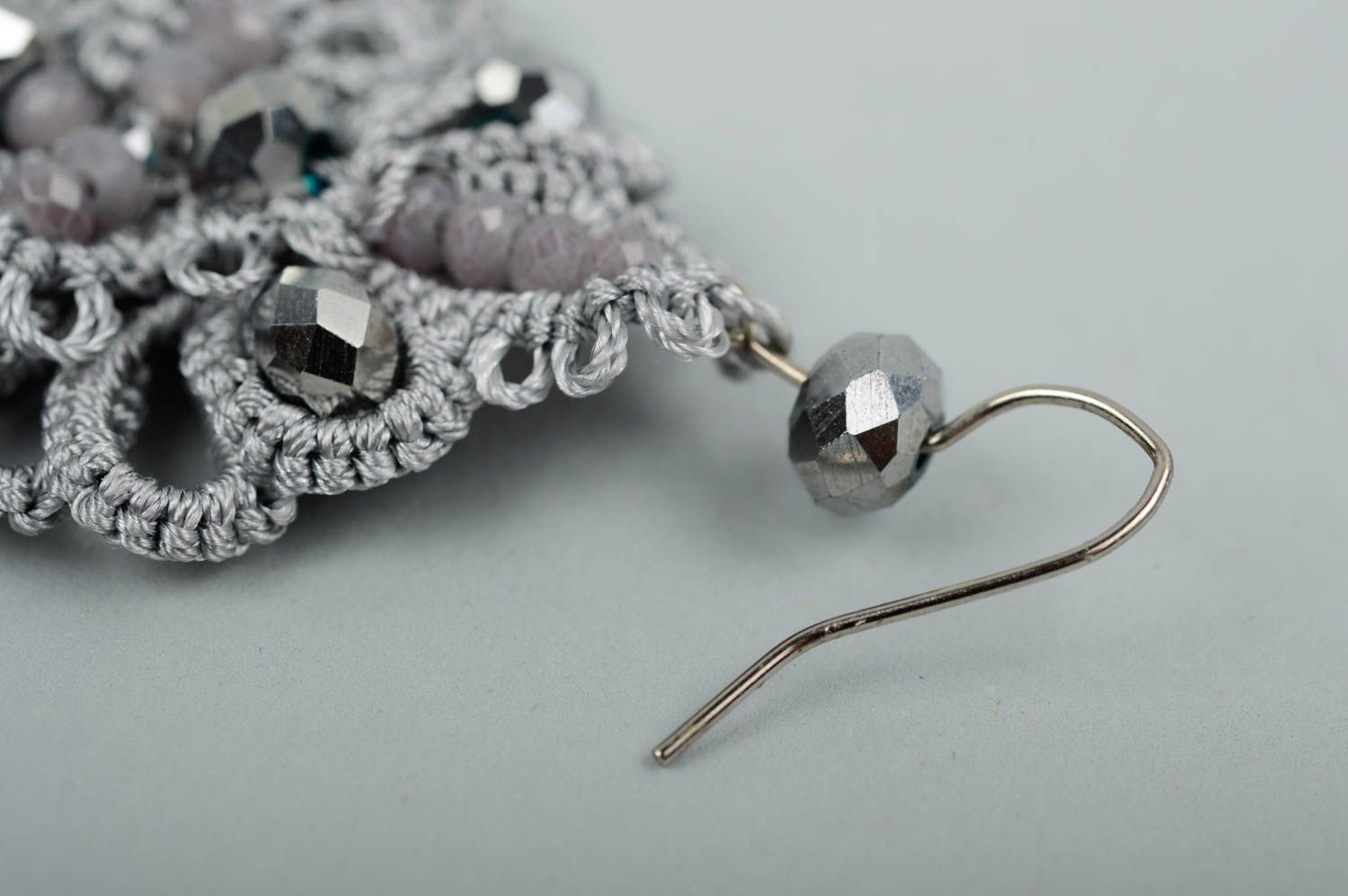 Handmade Spitze Ohrringe Designer Schmuck Accessoires für Frauen mit Perlen foto 3