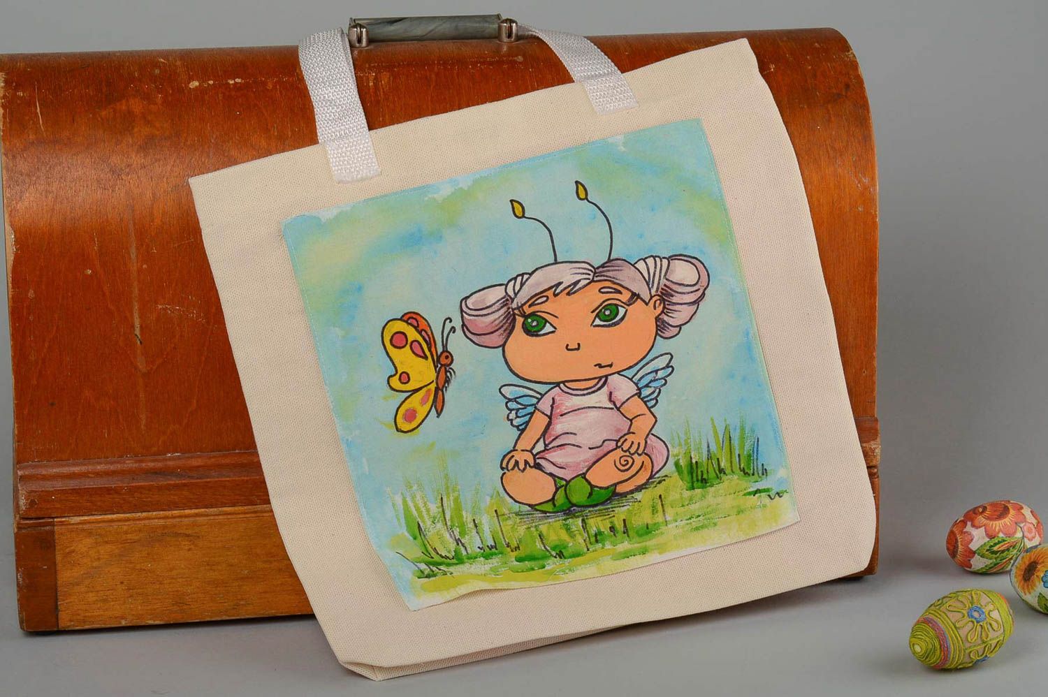 Сумка ручной работы сумка с рисунком детским яркая расписная женская сумка  фото 1