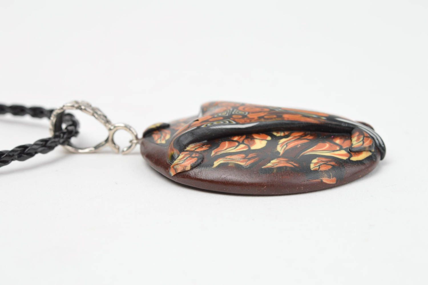 Round handmade pendant stylish designer  jewelry beautiful orange accessories photo 3