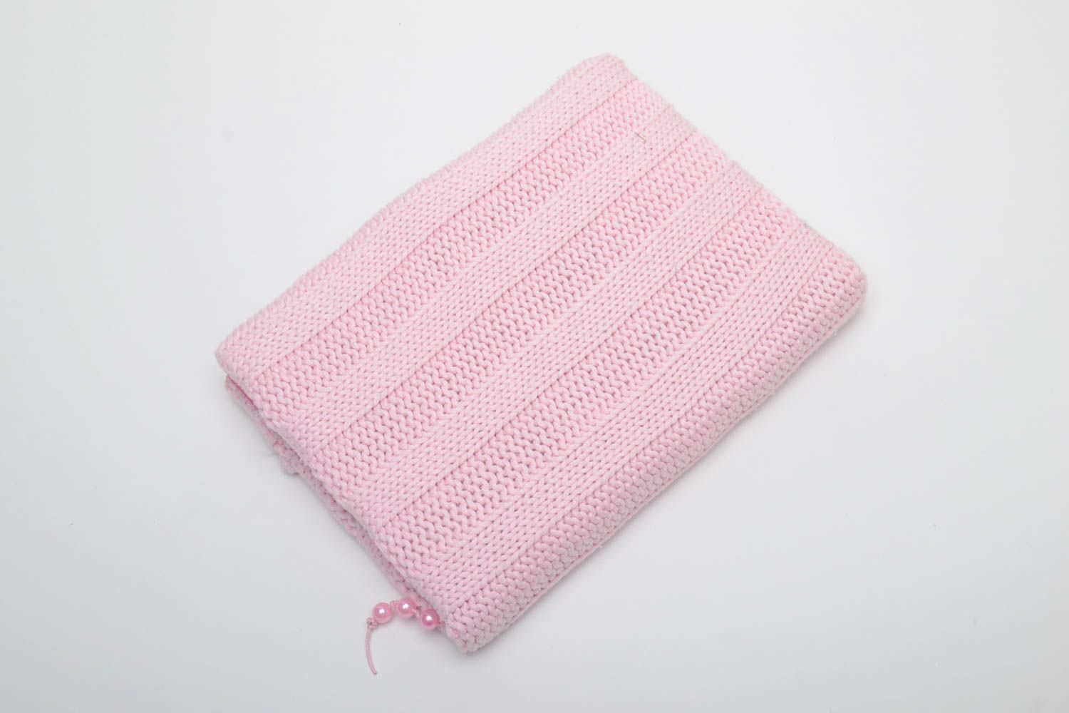 Handmade pink notebook with knitted cover photo 3