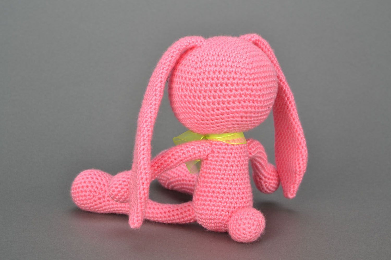 Jouet tricot au crochet Lièvre rose photo 5