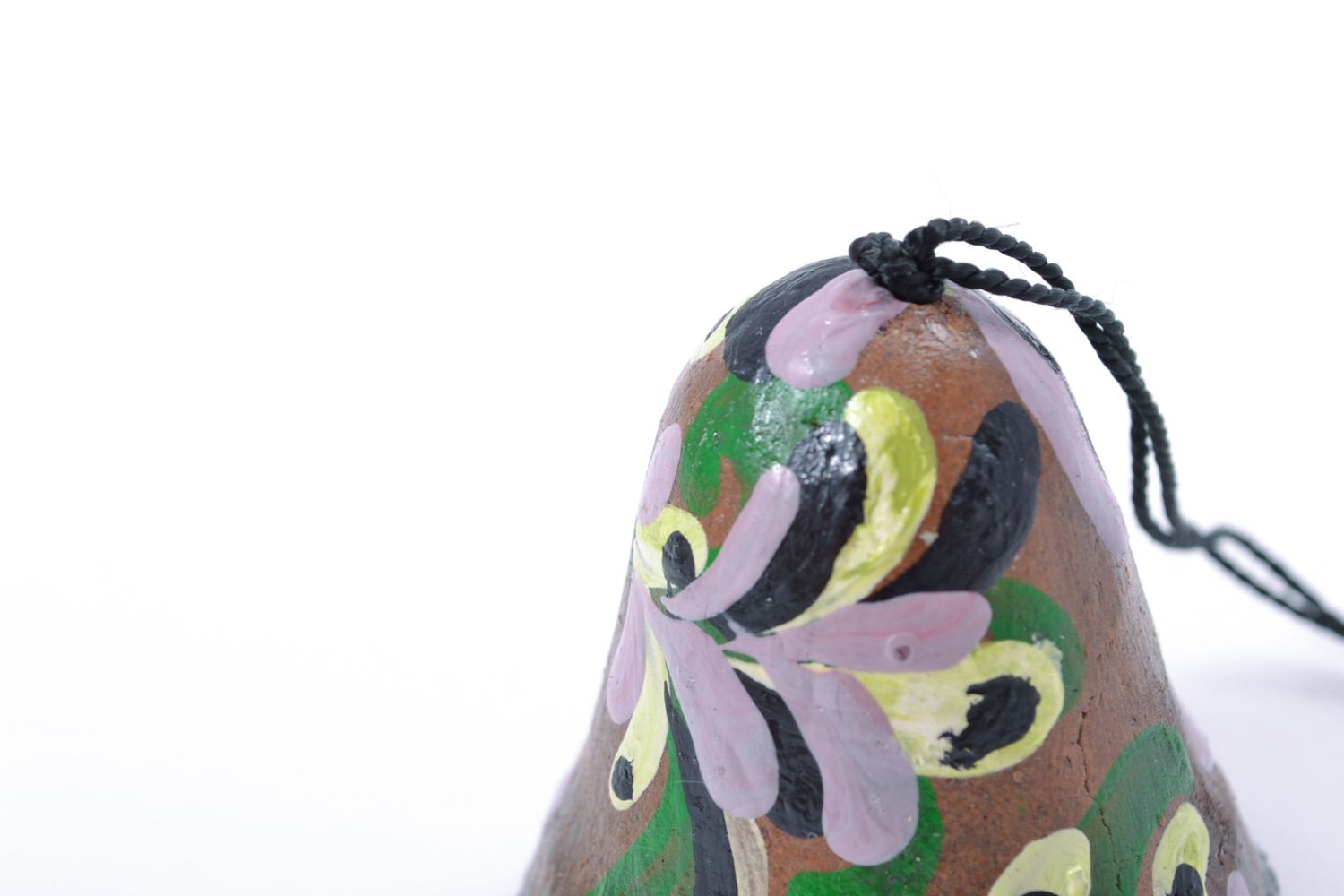Petite cloche en terre cuite multiflore à motif couleurs acryliques faite main photo 5
