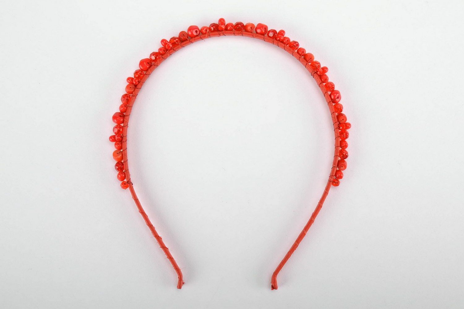 Grinalda para cabelo vermelha feita à mão acessórios de cabelo  foto 2