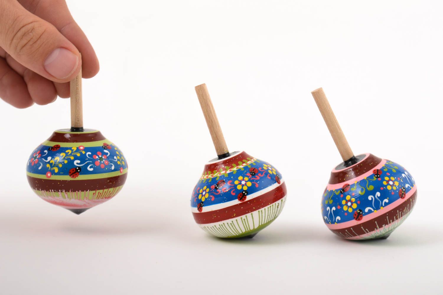 Детские юлы игрушки ручной работы игрушки из натурального материала 3 штуки фото 5