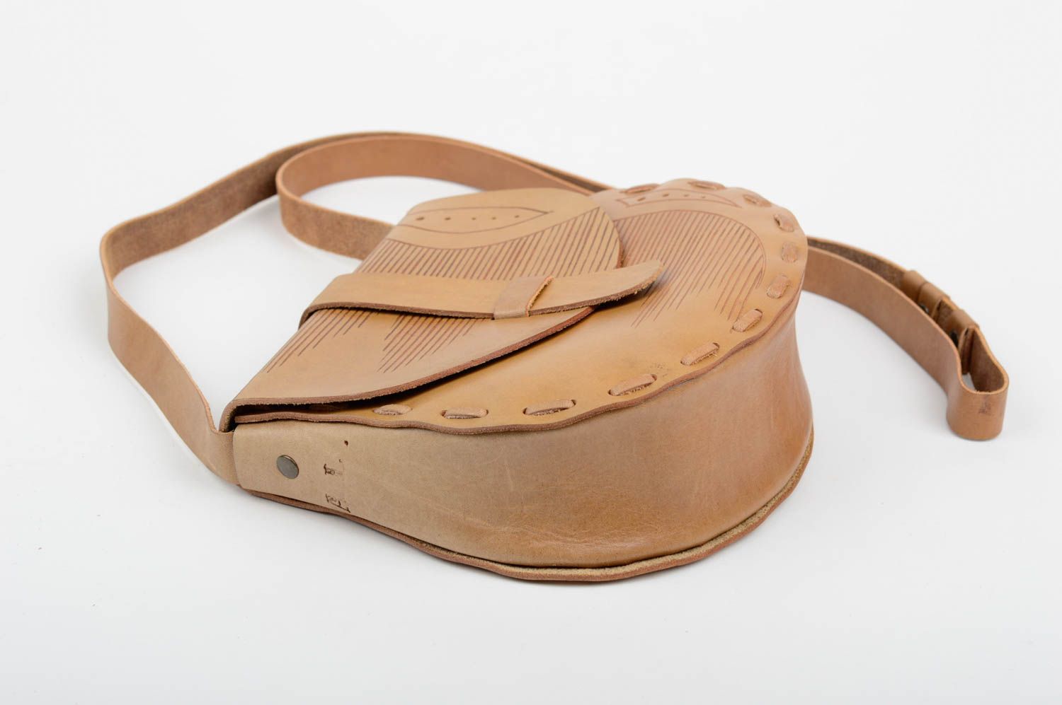 Bolso de cuero natural marrón accesorio de moda regalo original hecho a mano foto 5