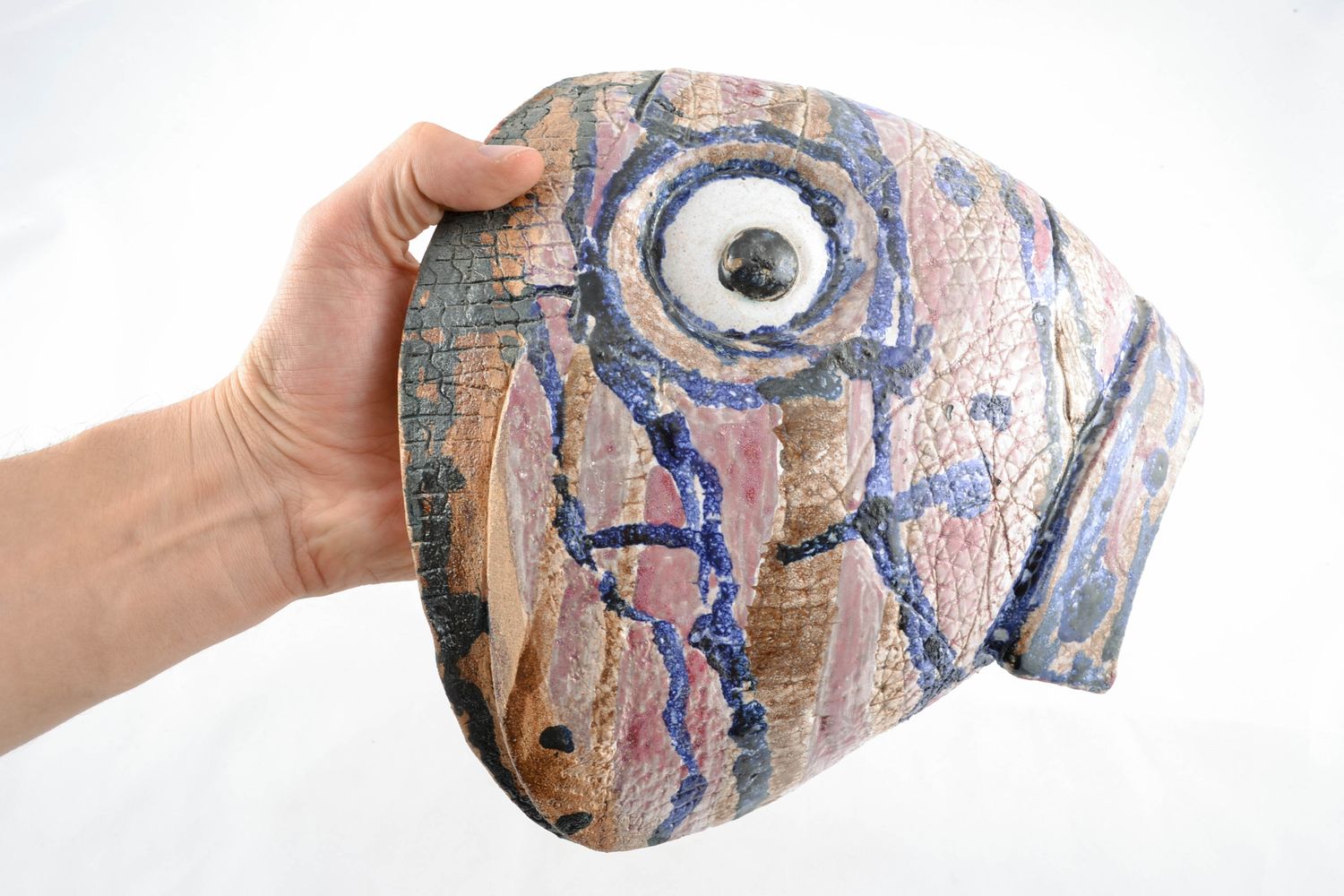 Керамическая скульптура Голова рыбы фото 2