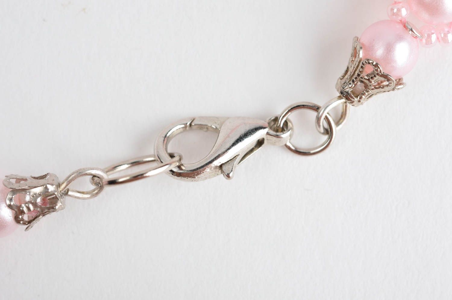 Колье из бисера украшение ручной работы ожерелье из бисера розовое красивое фото 4