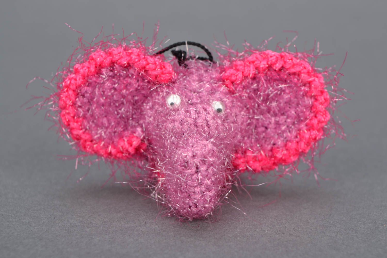 Porte-clés tricoté au crochet Éléphant rose photo 3