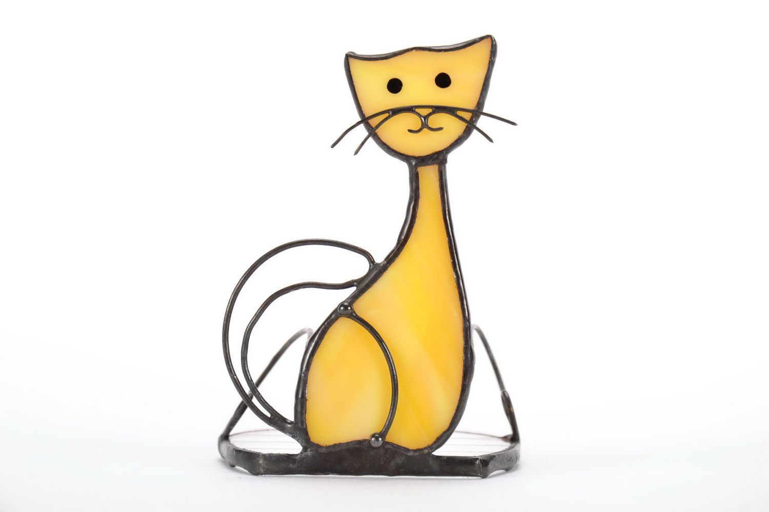 Stained glass candlestick Cat photo 1