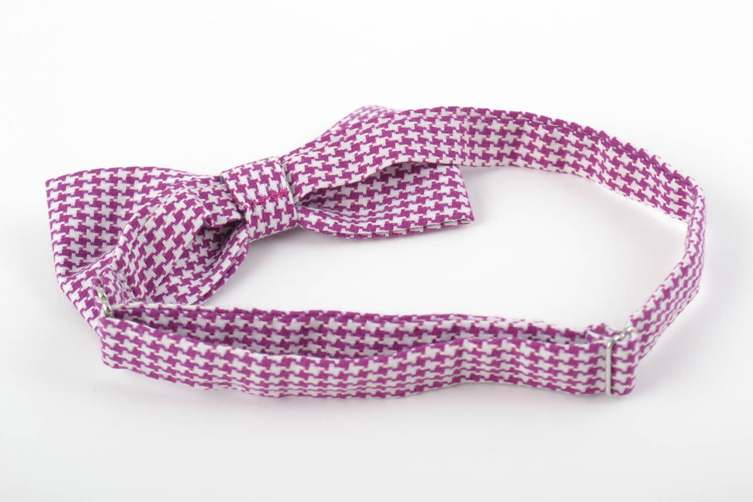 Beautiful handmade designer elegant fabric bow tie with motley coloring photo 3