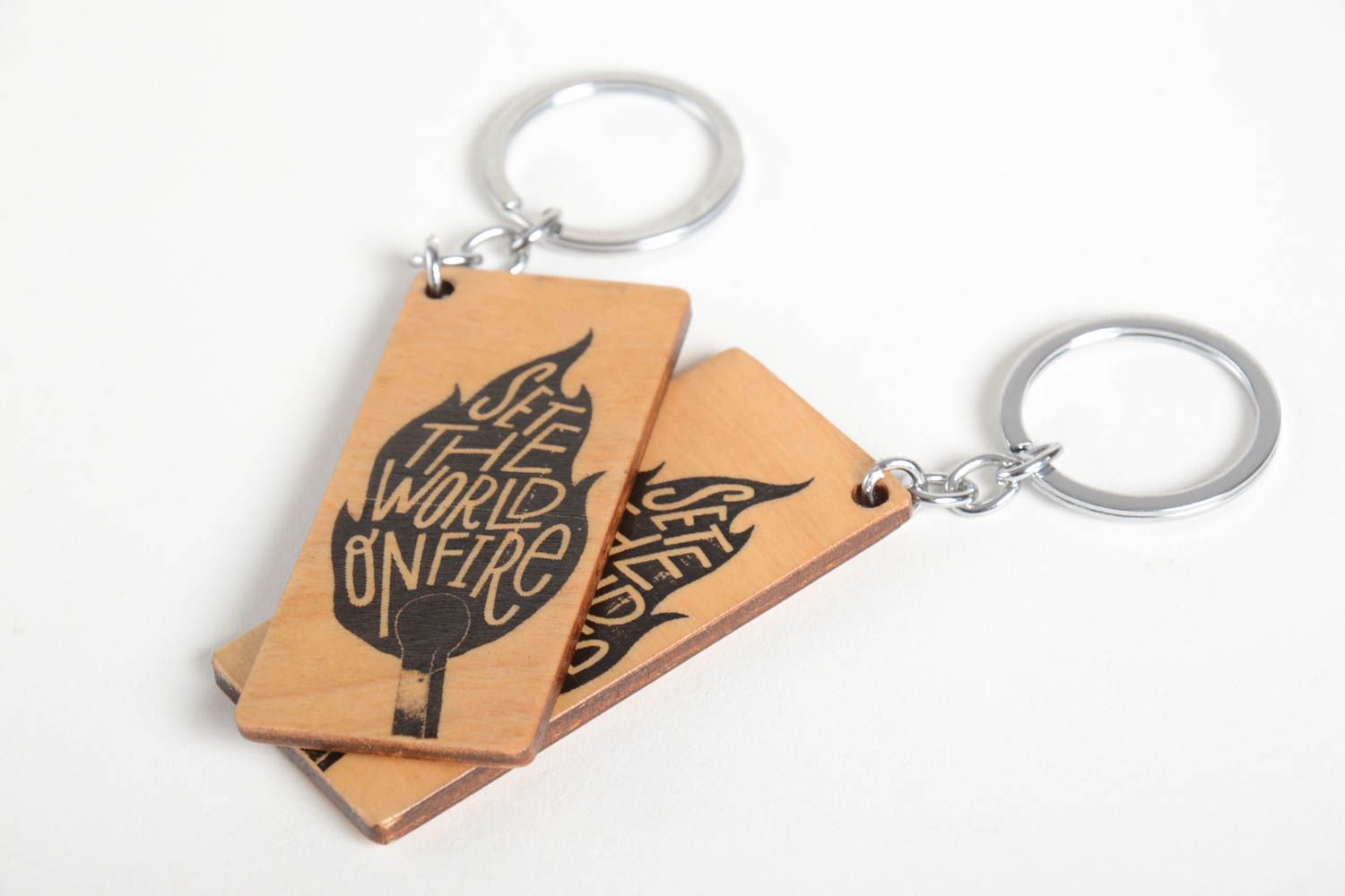 Handmade keychain designer souvenir wooden keychains for men set of 2 items photo 2