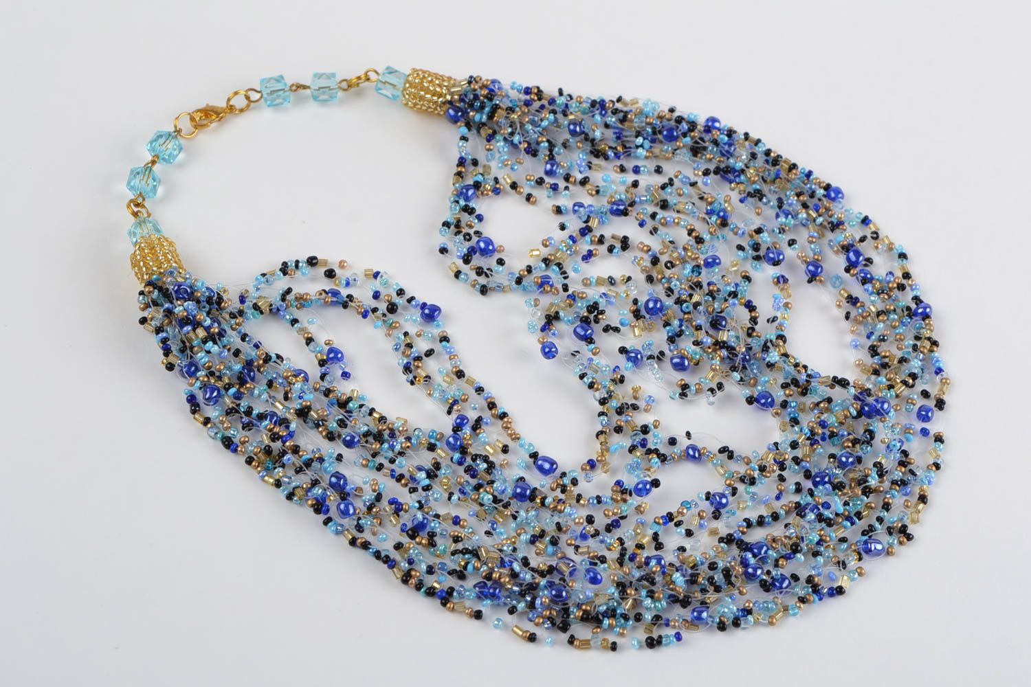Collier femme Bijou fait main en perles de rocaille bleu Accessoire femme photo 2
