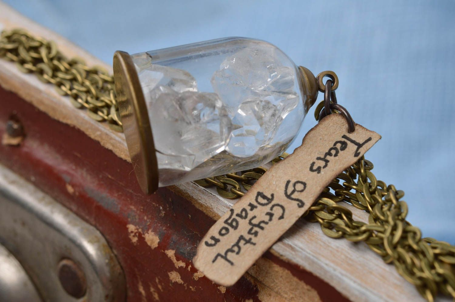 Colgante de cristal bisutería artesanal regalo original dotado con cadenita foto 3
