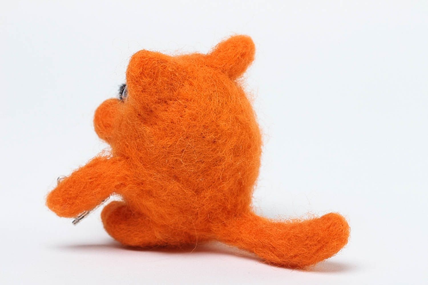Игрушка ручной работы рыжий кот с рыбкой валяная игрушка декор для дома фото 3