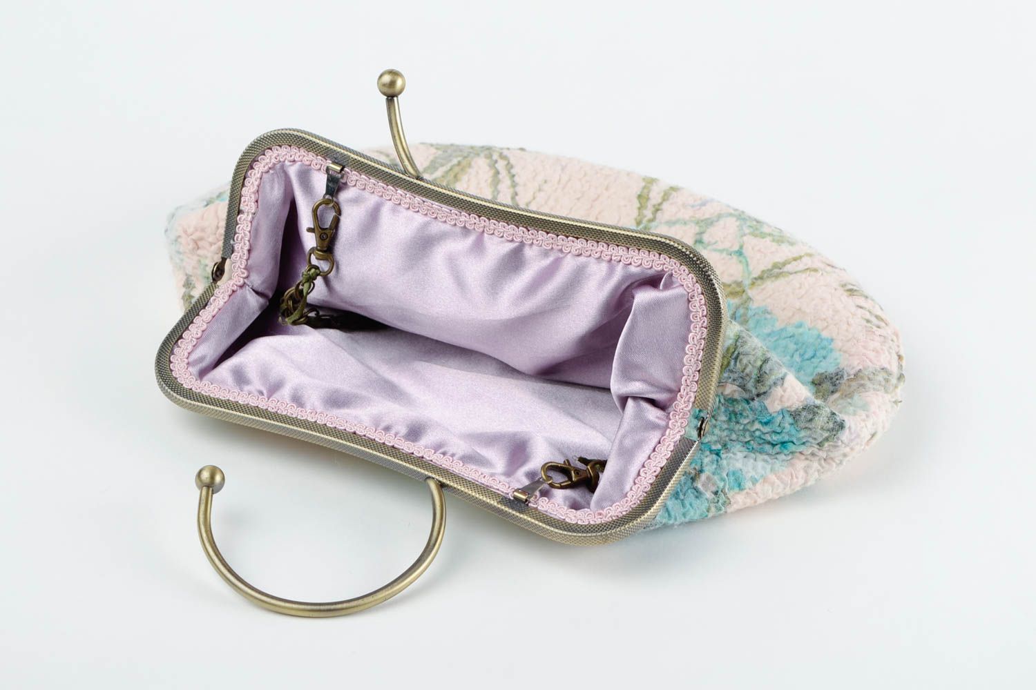 Small handmade woolen bag felted wool handbag fashion accessories for girls photo 4