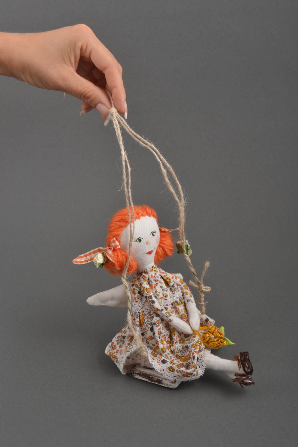 Кукла ручной работы декор для дома тряпичная кукла с петелькой Ангел куколка фото 5
