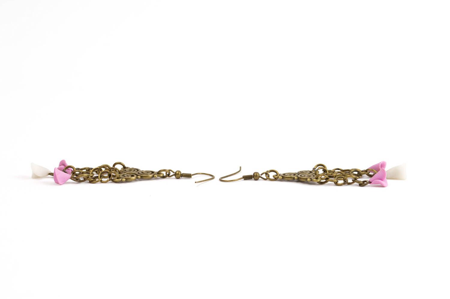 Женские серьги украшение ручной работы серьги из полимерной глины с цветами фото 3