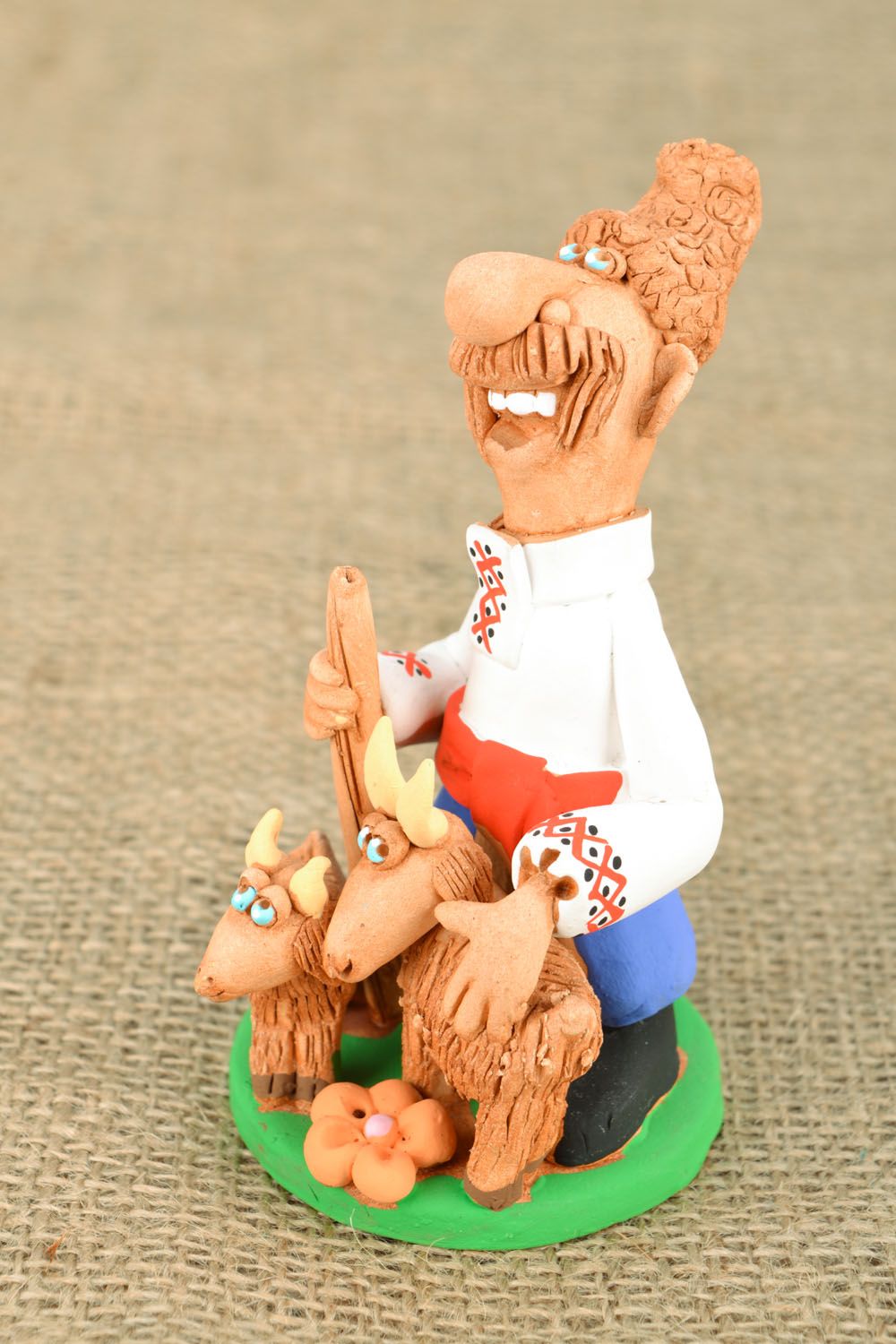 Clay figurines Cossack with Goats photo 5