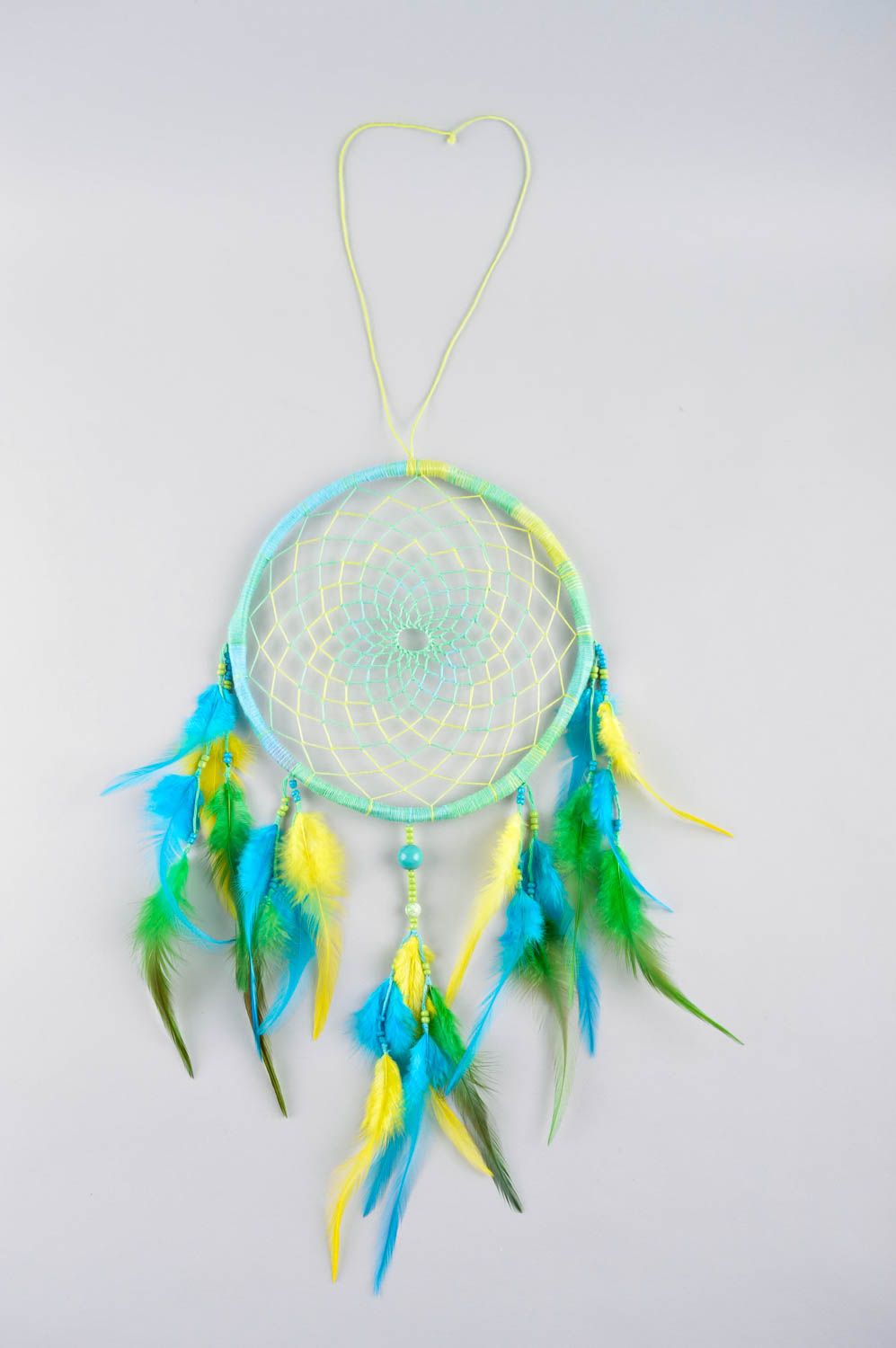 Amuleto indio con plumas hecho a mano talismán de protección decoración de pared foto 2