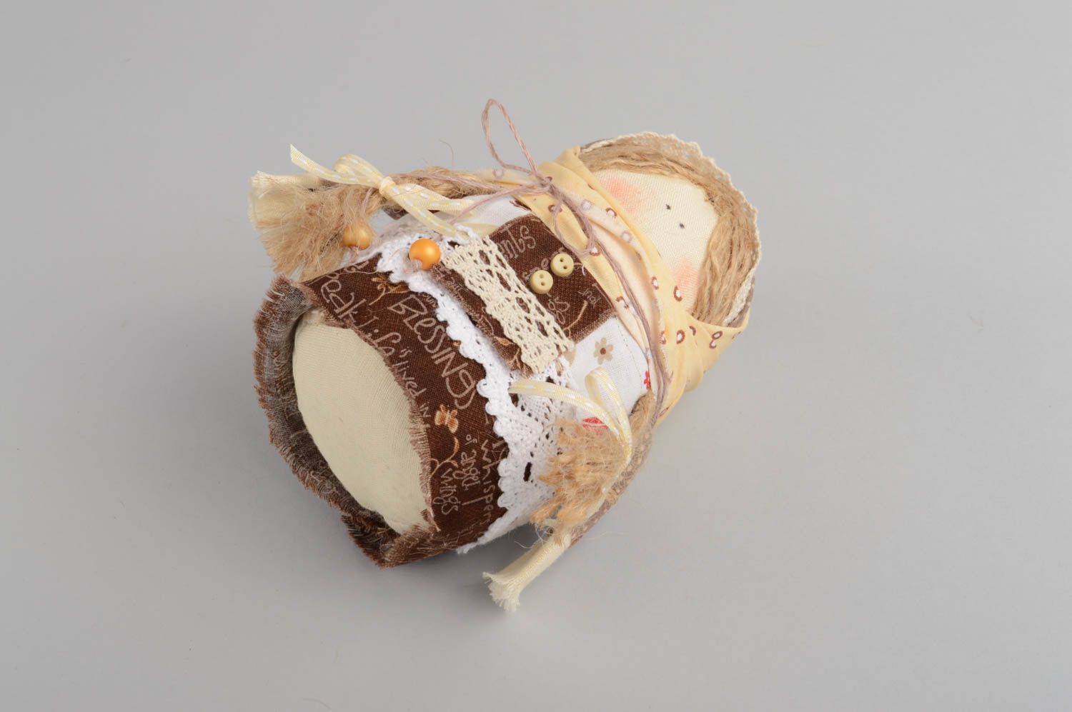 Ethno Puppe aus Textil mit Korn klein handgeschaffen für Dekor interessant toll foto 4