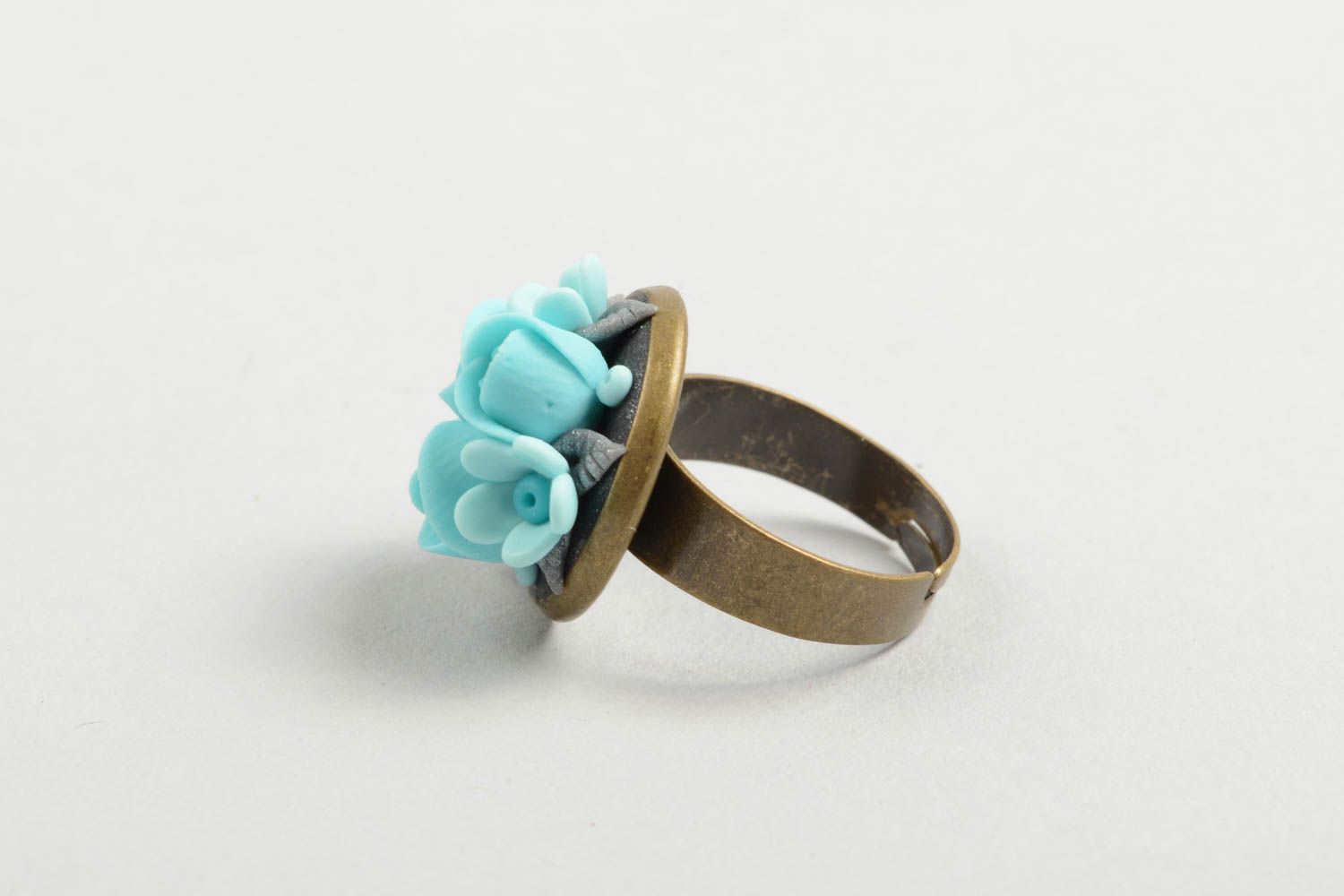 Handmade ring polymer clay jewelry ring with flowers polymer clay products  photo 3