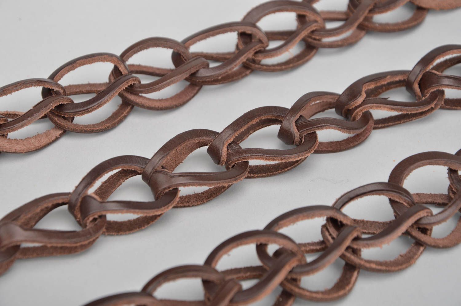 Handmade designer brown genuine leather woven belt stylish accessory for women photo 3
