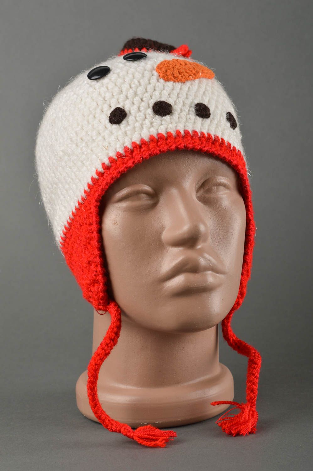 Bonnet au crochet fait main Chapeau tricot bonhomme de neige Vêtement enfant photo 2