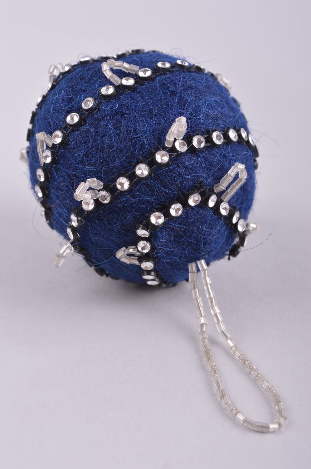 Déco fait main Boule à suspendre en laine et perles de rocaille Décoration Noël photo 3