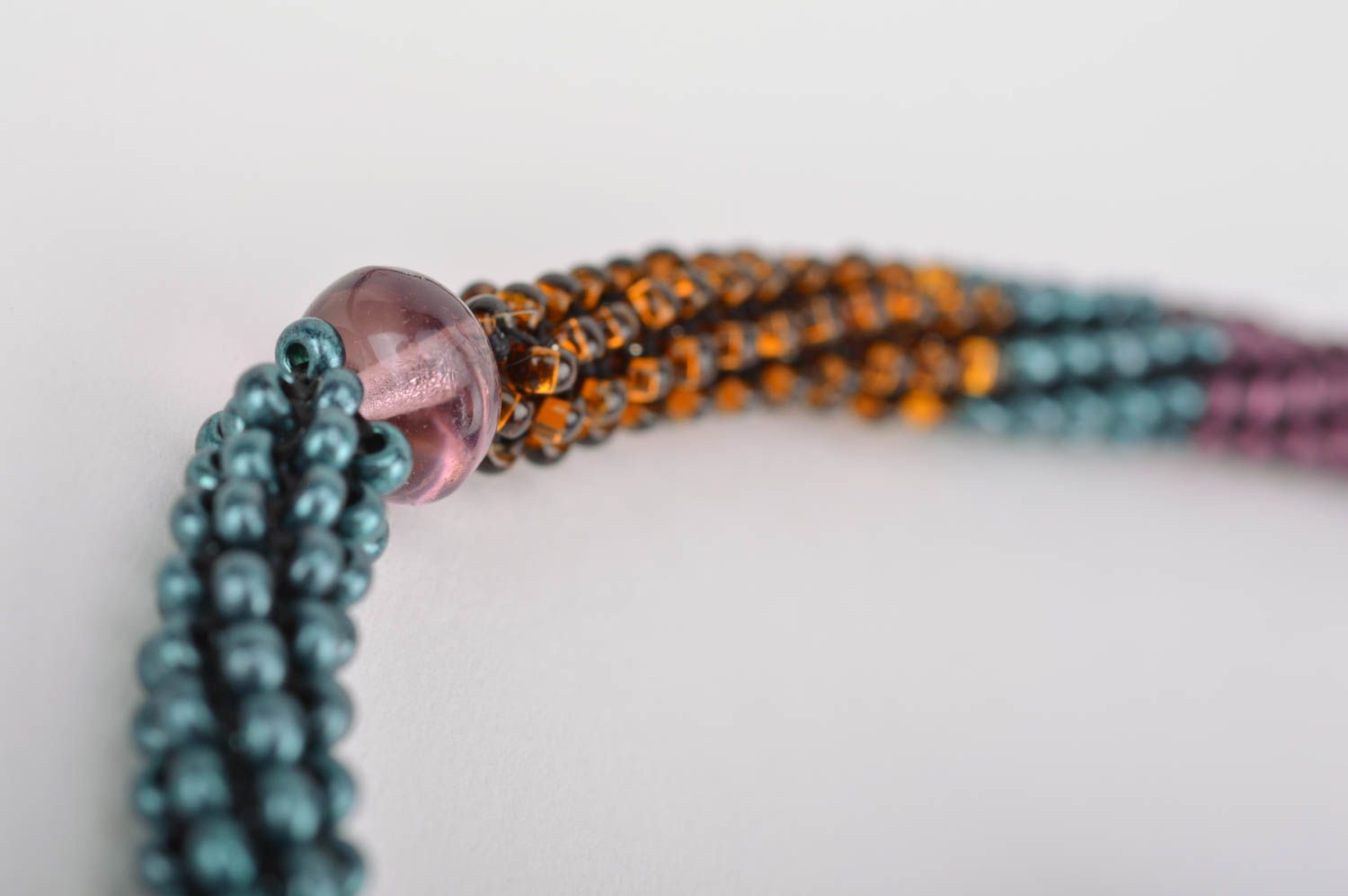 Beautiful colorful women's handmade designer beaded cord necklace photo 4