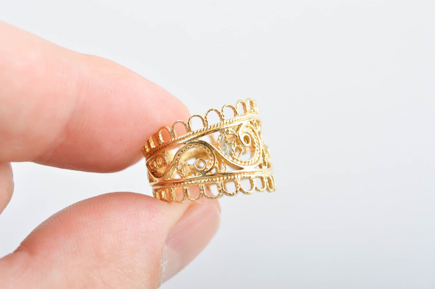 Unusual handmade metal ring brass ring metal craft jewelry designs for girls photo 4