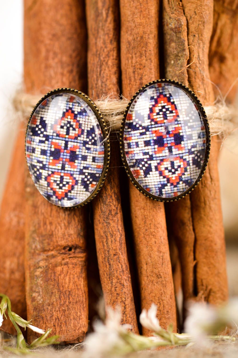 Handmade cabochon earrings elegant jewelry metal jewelry fashion earrings photo 1