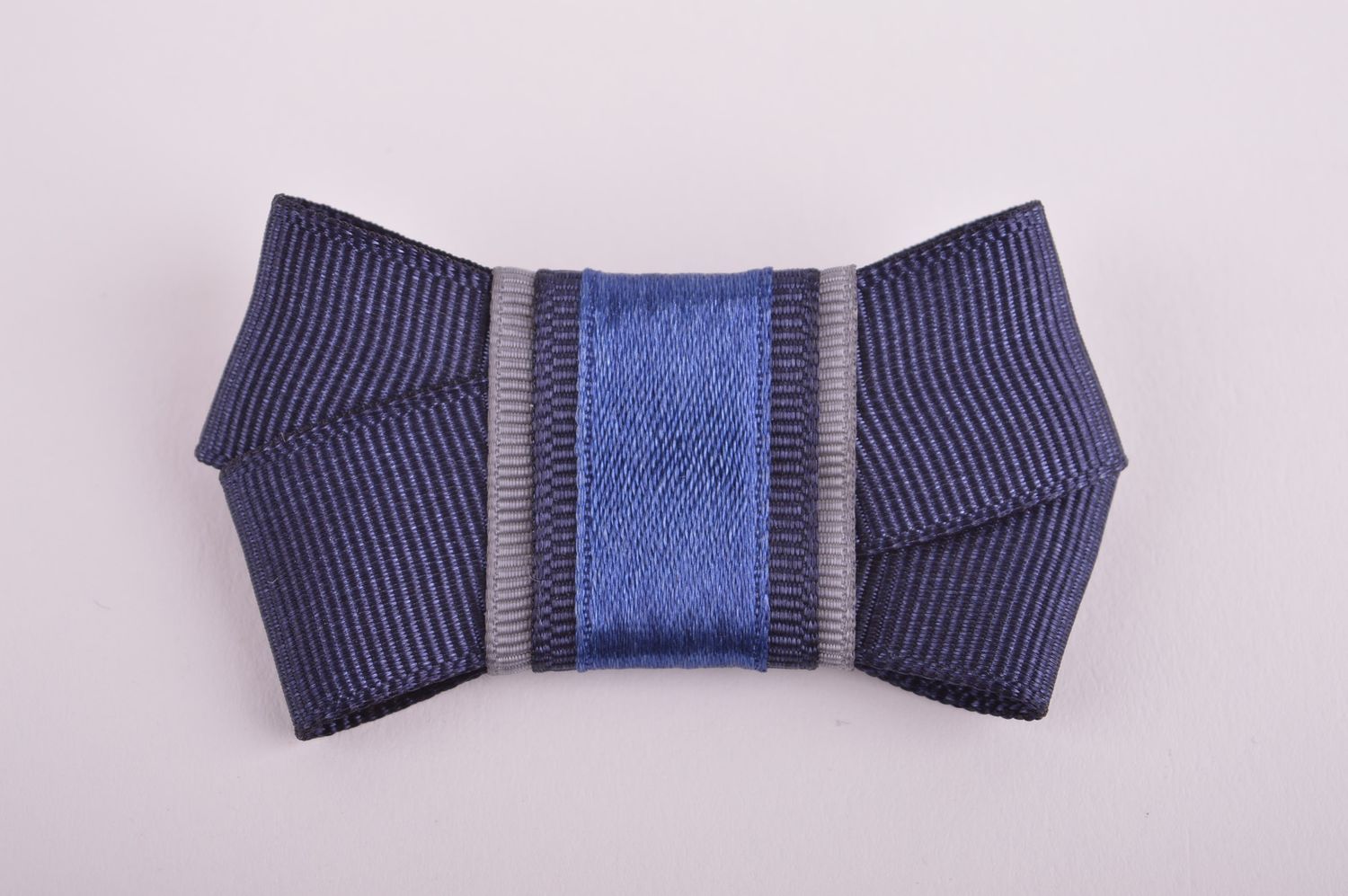 Broche textile faite main Accessoire femme bleu reps Cadeau pour femme photo 2