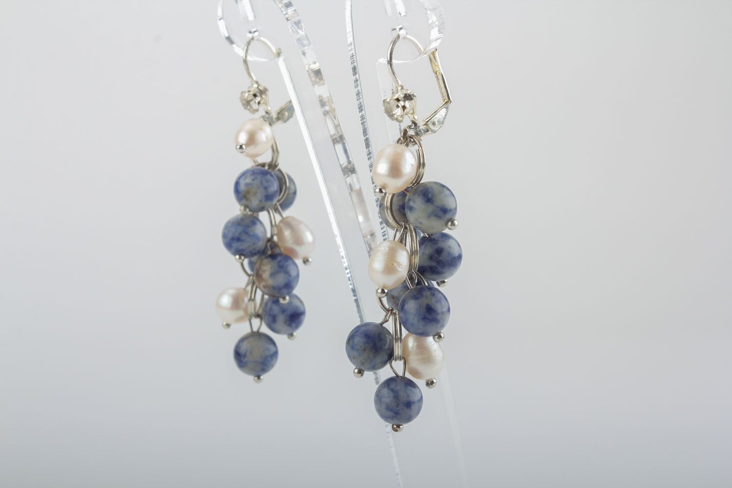 Earrings with natural stone charms photo 2