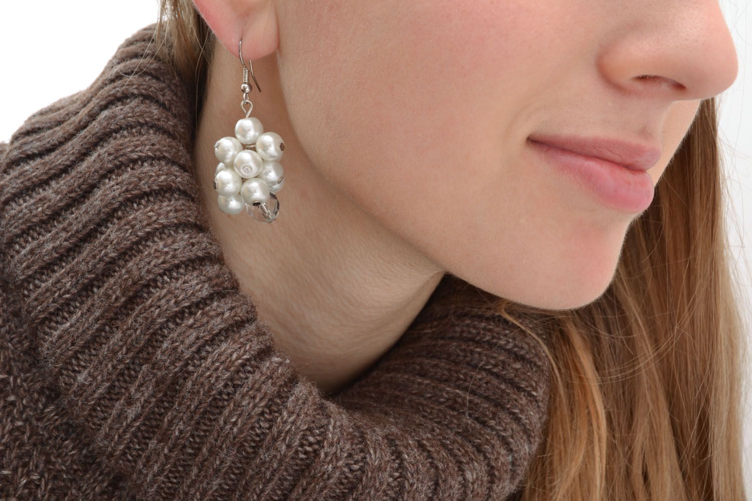 Boucles d'oreilles en perles artificielles faites main photo 5