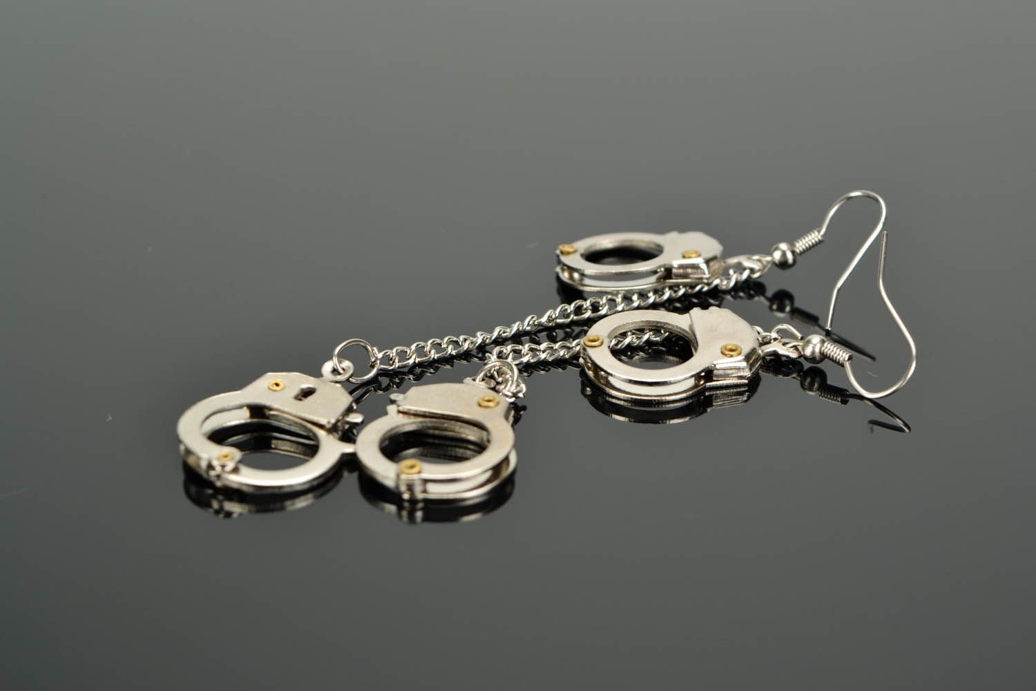 Metal earrings Handcuffs photo 1