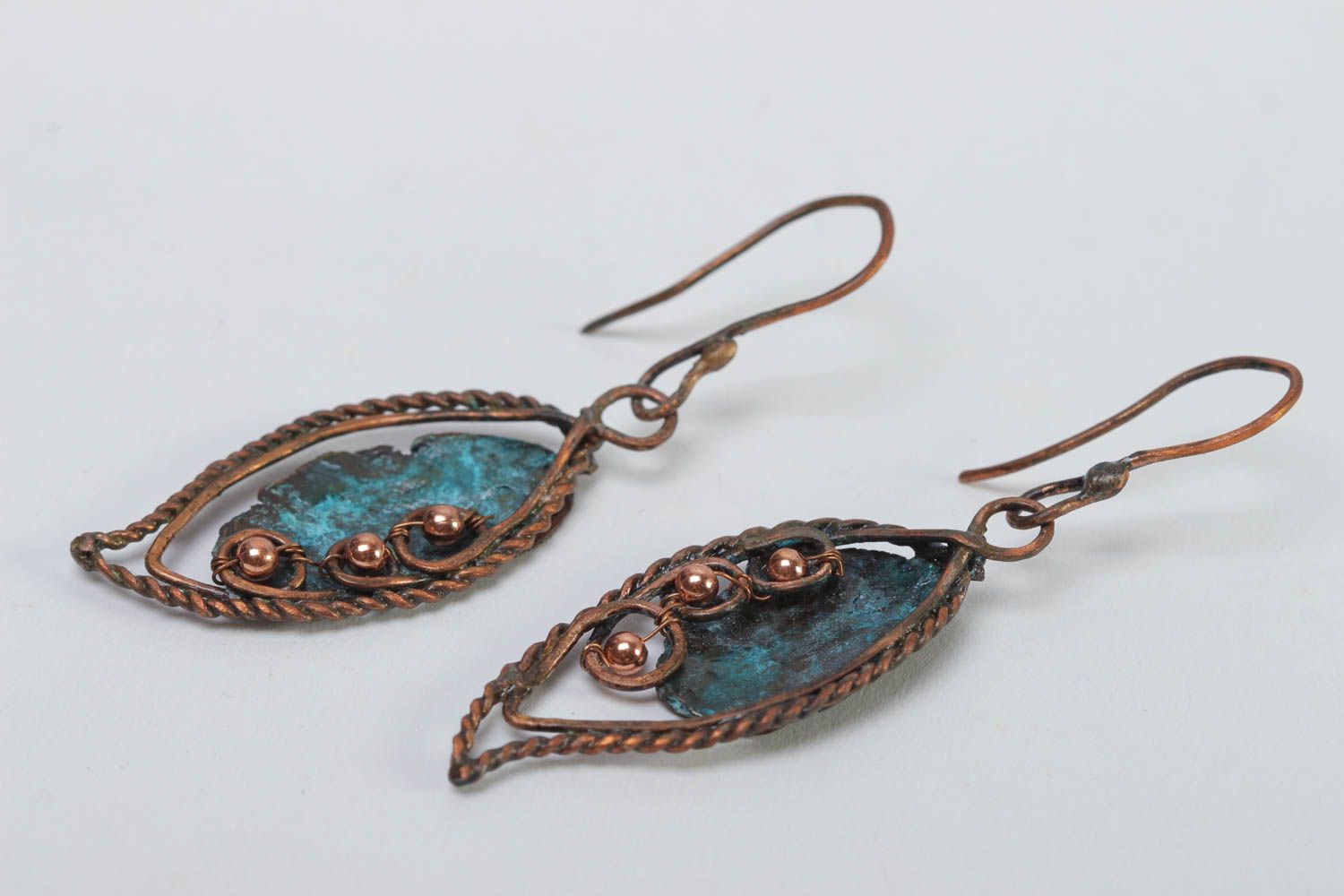 Handmade metal earrings wire wrap earrings fashion accessories for girls photo 2