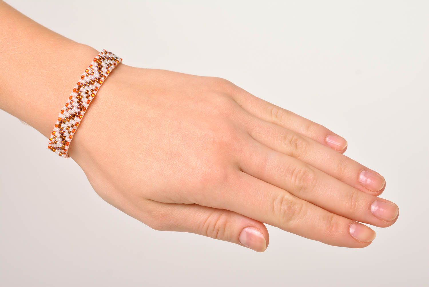 Stylish handmade wrist bracelet beaded bracelet with ties artisan jewelry photo 2