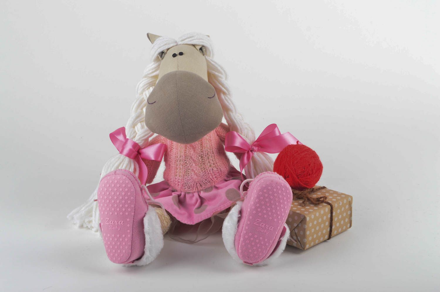 Pferd Kuscheltier handmade Stoff Tier Kinder Spielzeug Geburtstag Geschenk rosa foto 5