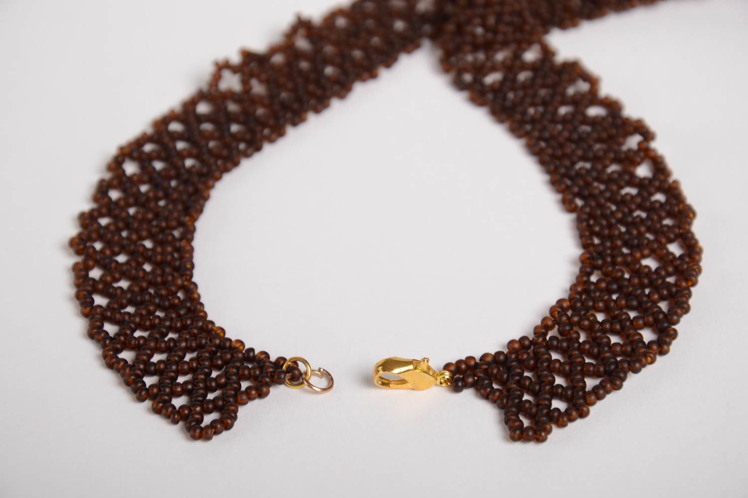 Ожерелье из бисера и бусин плетеное красивое объемное женское авторское Калина фото 5