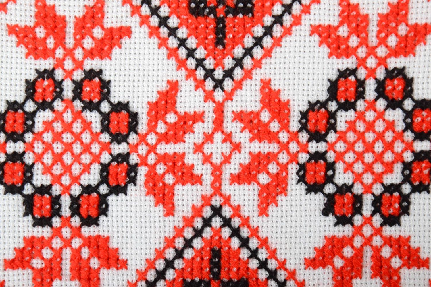 Handmade decorative cotton towel unique cross-stitch embroidered textile decor photo 4